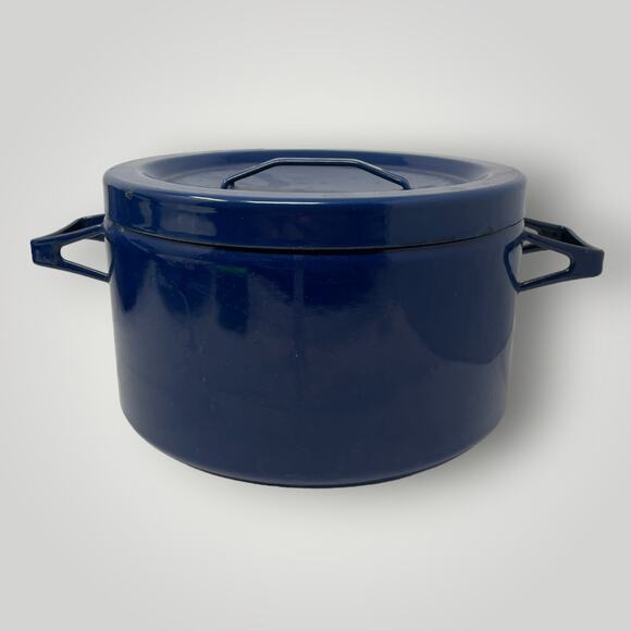Vtg MCM Finel Arabia Enamelware Stockpot Dutch Oven Seppo Mallat Finland Blue - Picture 1 of 4
